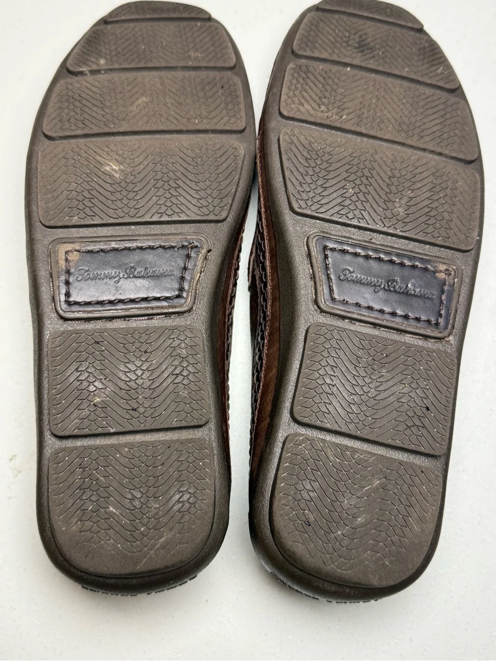 Tommy Bahama Naples Driver Men’s 9.5M Brown Woven Leather Slip On Loafers